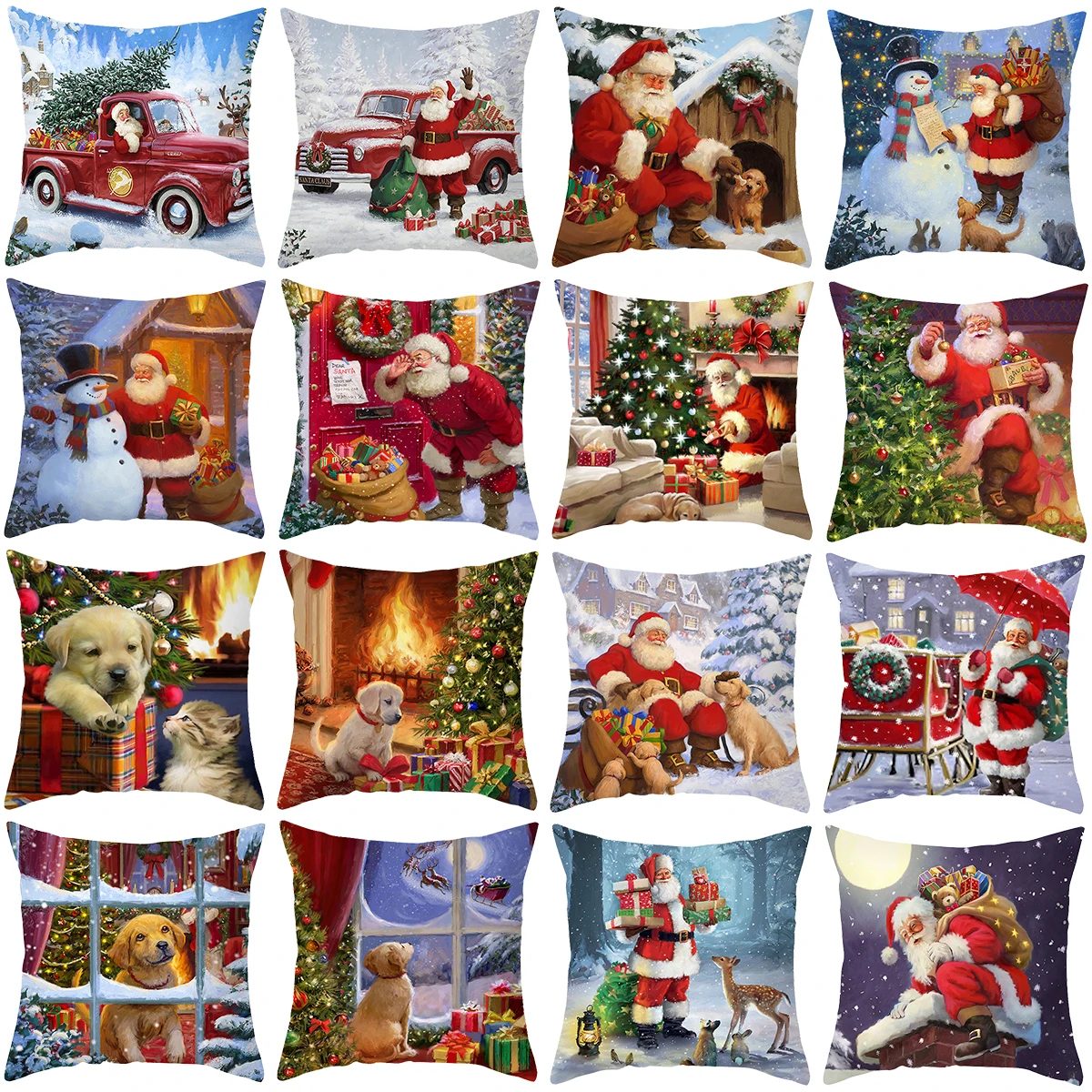 Christmas Cushion Cover Merry Christmas Decorations For Home Santa Claus Pillowcase Ornament Navidad 2025 Happy New Year Gift
