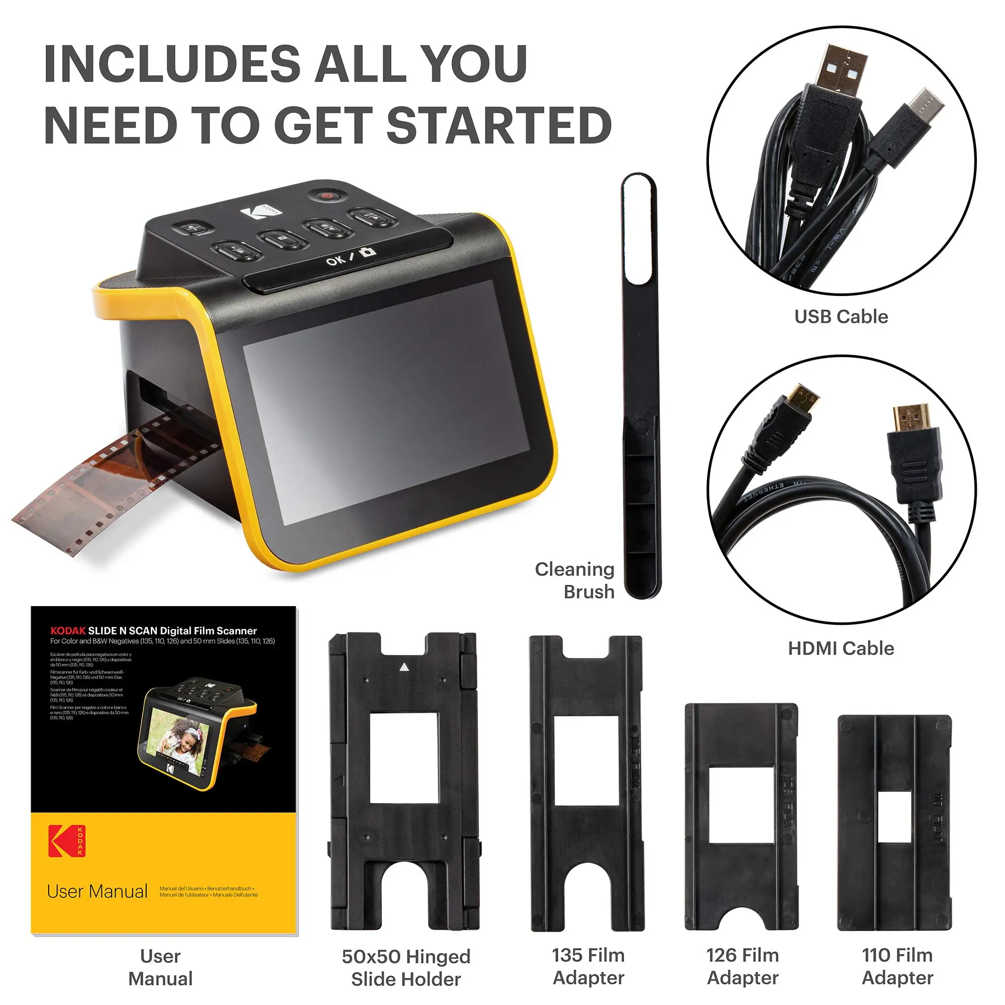 Kodak Slide N SCAN Film and Slide Scanner with 5" LCD Screen, Converts Negatives & Slides to JPEG