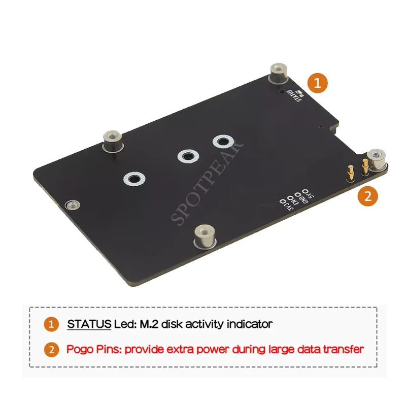   5 PCIe to M.2 NVMe SSD  , HAT Pi5 2280, X1002