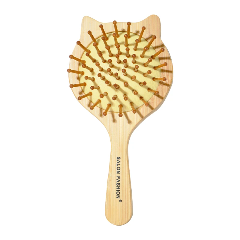 Eco-Friendly Bamboo Hair Brush – Natural Wooden Anti-Static Scalp Massager with Air Cushion Design for Effortless Detangling