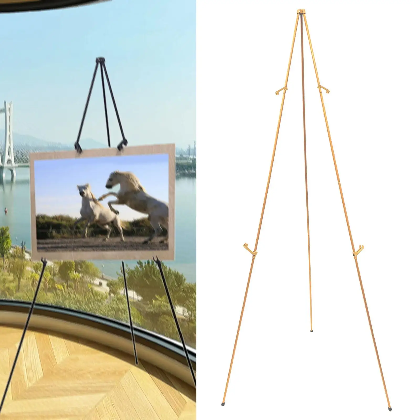 Telescoping Display Easel Folded Tripod Stand Poster Holder Stand Metal Adjustable Height Floor Standing for Paintings Artist