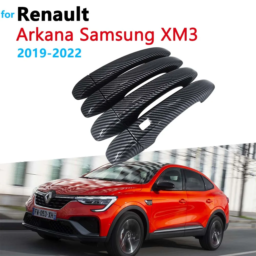 Carbon Fiber Sturdy Door Handle Cover for Renault Arkana Samsung XM3 Megane Conquest 2019~2022 Car Exterior Decorate Accessories 1