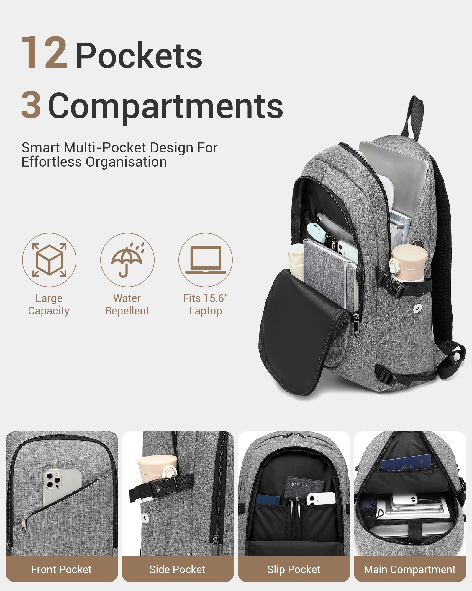 Sac à dos pour ordinateur portable KONO 15