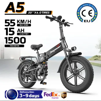 Bicicletta Elettrica Pieghevole DEEPOWER A5 1500W, 48V15.6AH, Pneumatici Fat 20 Pollici, Bici Elettrica Certificata CE per MTB/Neve, Ideale per Pendolari Urbani e Tutti i Terreni