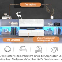 ТВ-гардероб ТВ Lowboard со светодиодной подсветкой, ТВ-стол Шкафы для гостиной Глянцевые подставки под телевизор — изображение 5