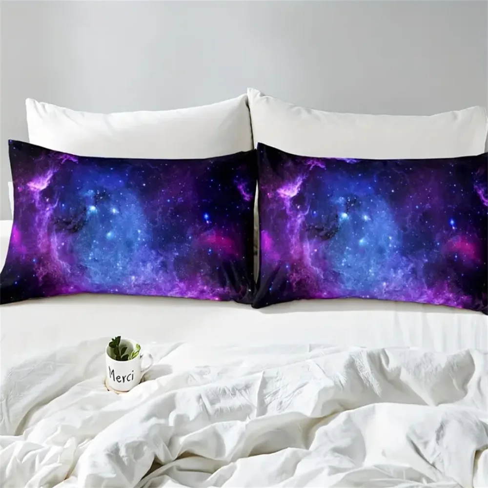 2/3pcs Vibrant Purple Galaxy Space Star Aviation Nebula Fitted Sheet Set - Soft, Breathable, Comfortable, Deep Pocket Mattress 3