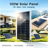 Panneau solaire monocristallin rigide 200W (2 pièces de 100W) 18V, module PV pour la recharge de batteries 12V, idéal pour caravanes, camping, abris de jardin, bateaux, camping-cars. 8