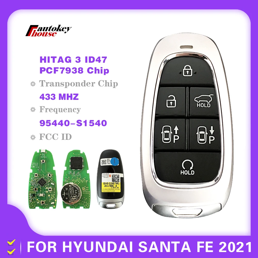 Original-433-MHz-6-buttons-Key-For-Hyundai-Santa-Fe-2021-Genuine-Smart ...