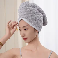 Microfiber Hair Towel Wrap Thickened Coral Velvet Cationic Dry Hair Cap Water Absorption and Quick Drying Striped Bath Cap 3