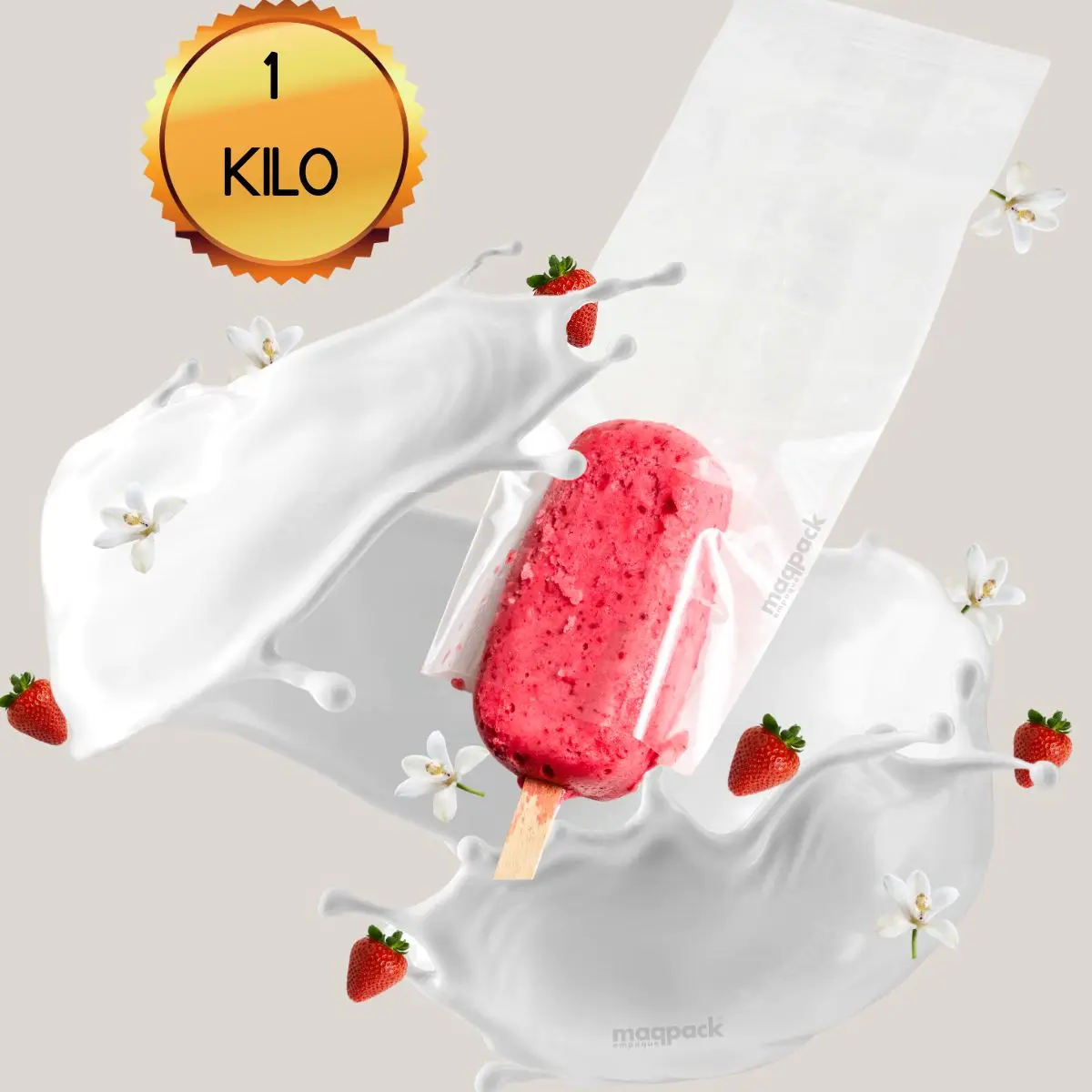 Bolsa de plástico polipropileno celofan transparente para helado paletas de hielo sin diseño