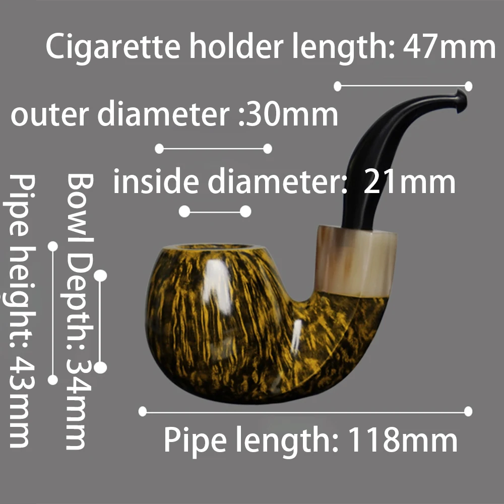 Muxiang Handgemaakte Briar Houten Tabakspijp, Oom Paulpijp Vorm En Ontwerp Kunnen Roken In Kinsteun, Hoornringdecoratie