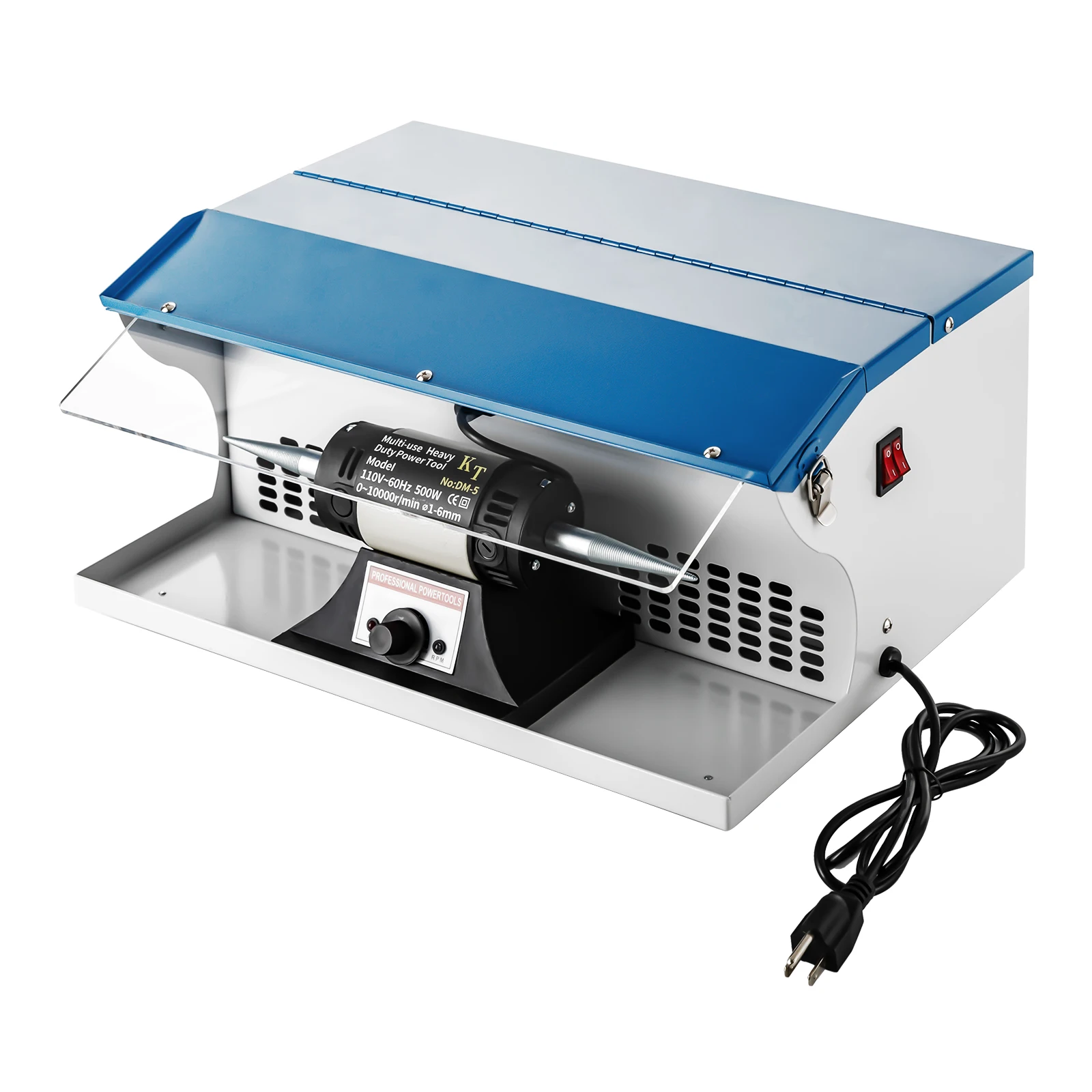 500W Jewelry Polisher Tabletop Dust Collector Buffing Machine With Light for Jewelry Metal Maintenance Manufacturing