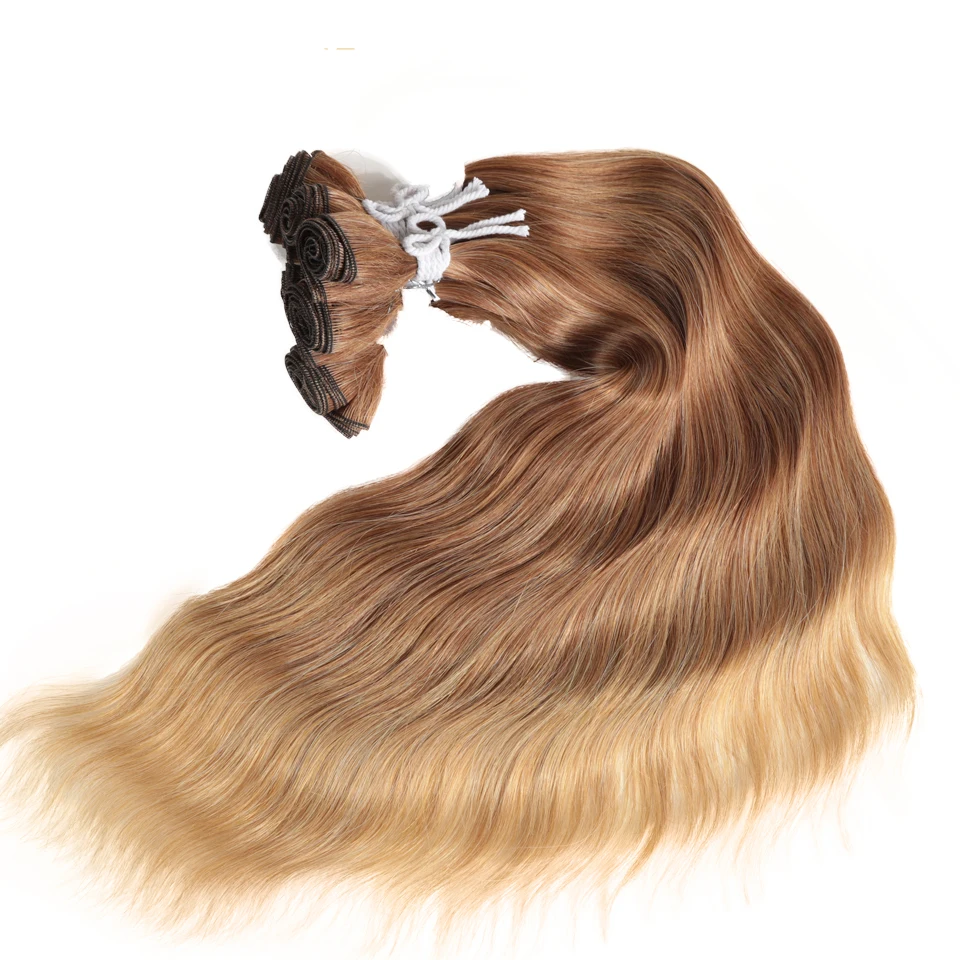 Synthetic Natural Wave Bundles Hair Extensions Ombre Blonde Hair Weave Bundles 6Pcs/Pack 20 inch Heat Resistant Fiber hair extensions