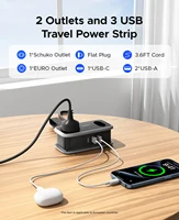 ORICO EU Plug Power Strip with 2AC 3USB Port with 1.1M Extension Cable 5-In-1Travel Smart Socket for Home/Travel Save Space - Image 2