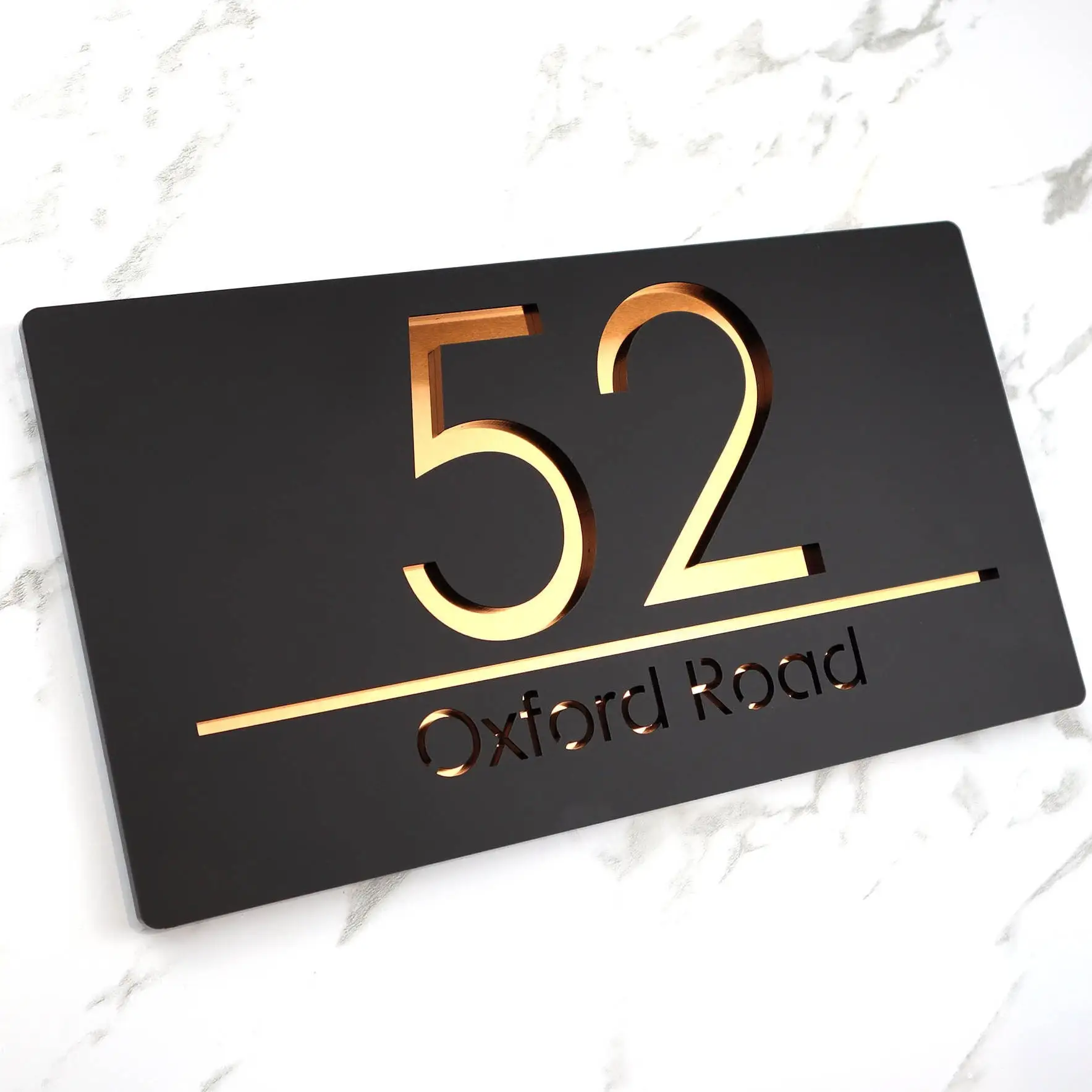 Laser Cut Matt Mirror Personalised Door Numbers House Sign Plaques Personalised Laser 3d Number 30cm x 16cm