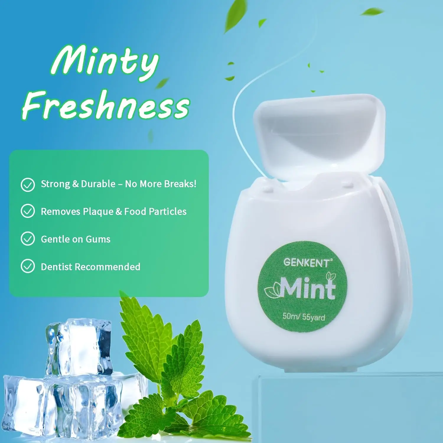 Waxed Dental Floss Plaque Removal Mint Flavor