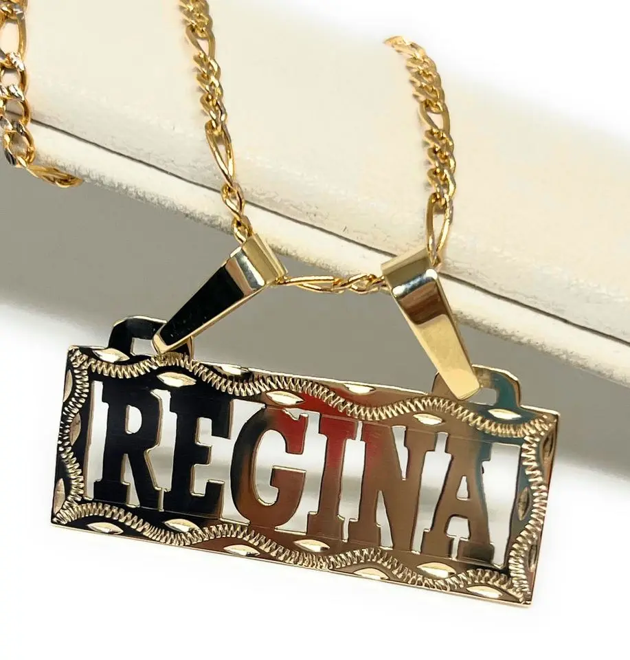 MOMOL Collana Personalizzata Con Nome - Acciaio Inossidabile Placcato Oro 18K, Targhetta Incisa, Gioiello Donna