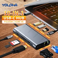 10 in 1 USB C Hub usb3.0 2.0 Docking Station with 4K HDMI 100w Charging 1080 HD SD/TF Splitter for typec Laptop MacBook Pro 1