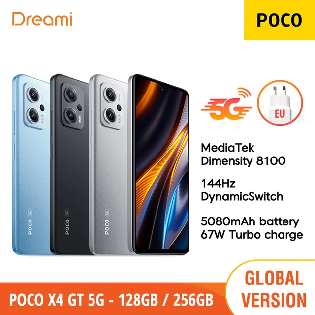 POCO-X4 GT 5G, 128GB/256GB, Dimensity 8100, 144Hz, pantalla de interruptor  dinámico, Triple cámara de 64MP, carga de 67W - AliExpress
