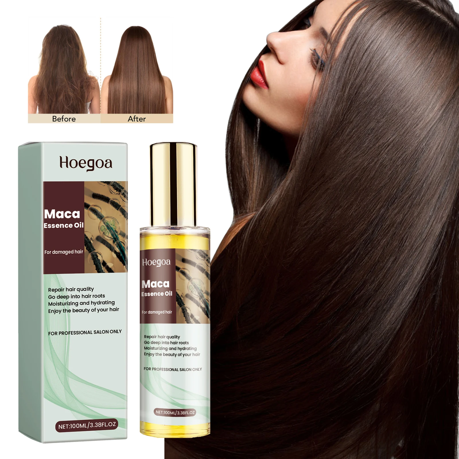 HOEGOA Maca Essence Oil Deeply Nourish Repair Damaged Hair Smoother and Healthier Improve Hair Texture Rejuvenate Oil