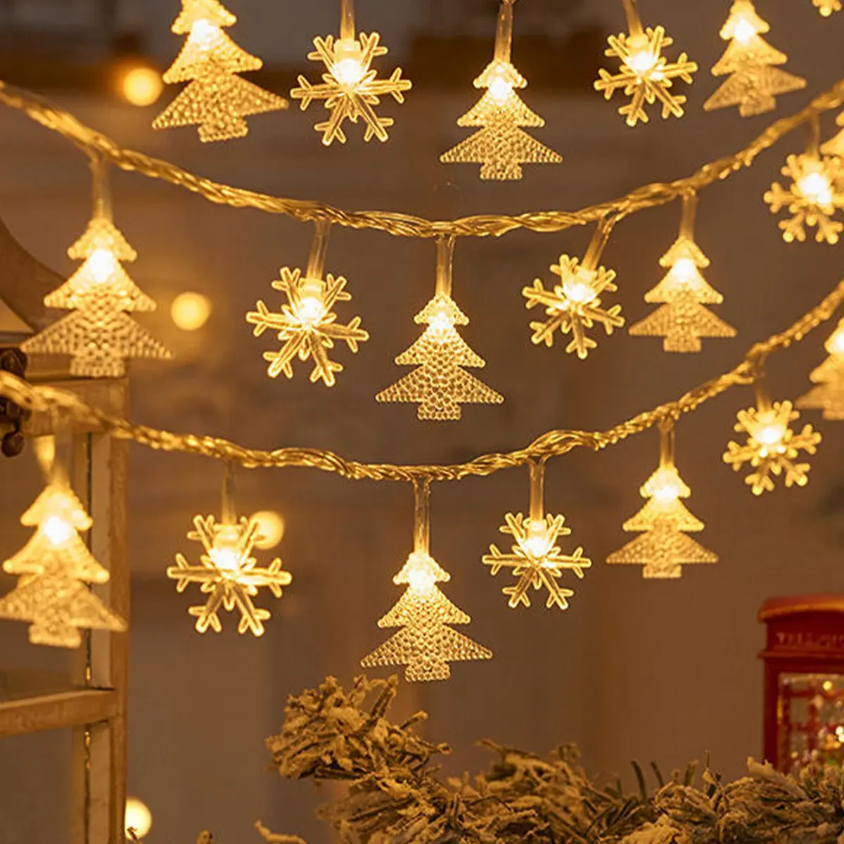 Christmas Tree Snowflake LED String Lights Banner Christmas Decoration for Home Navidad Xmas Tree Decor Fairy Light Pendant christmas decorations