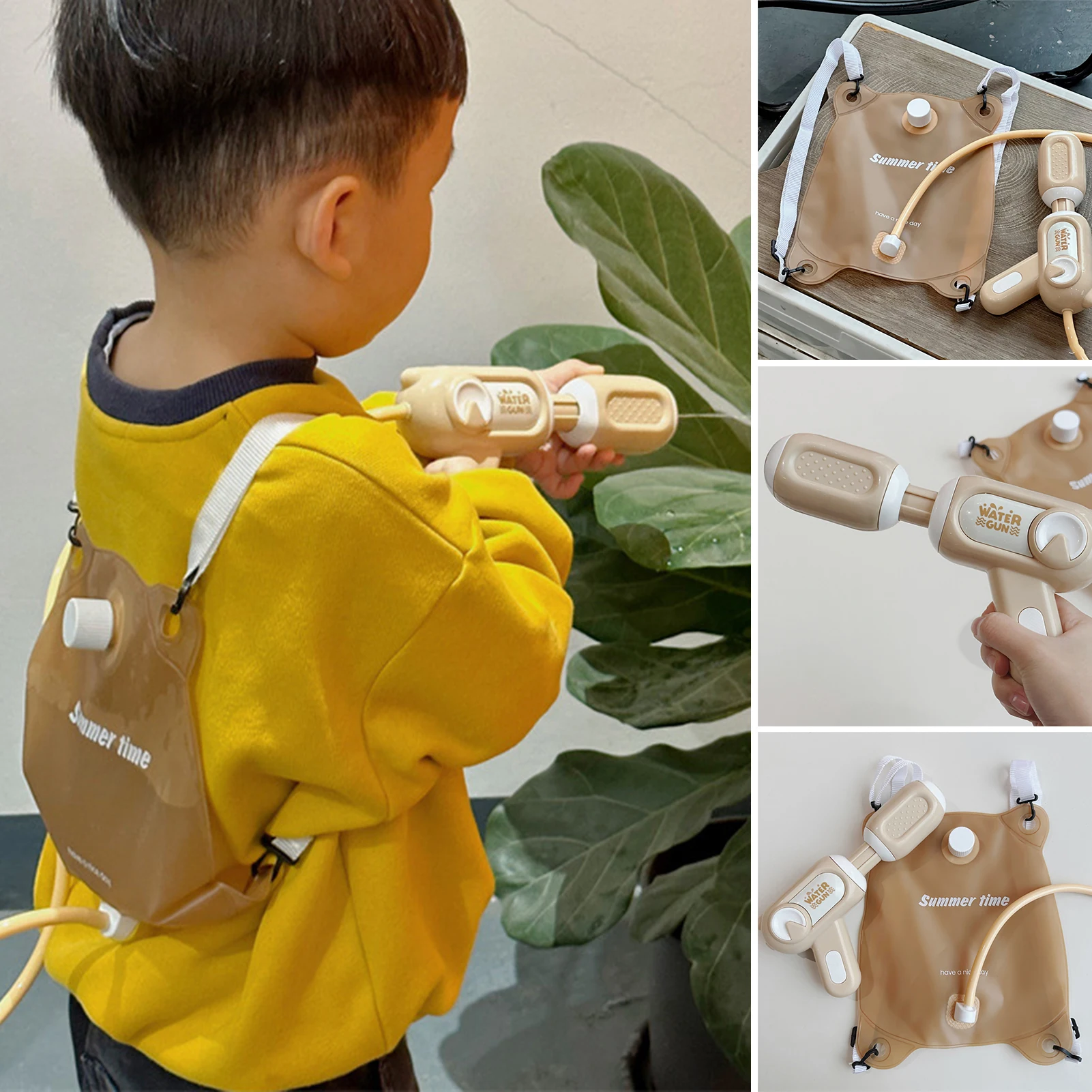 Children's Backpack Soft Bag Water Gun Toy for Kids Pistol Shooting Long Gun Water Play Blaster Summer Beach Fight 4