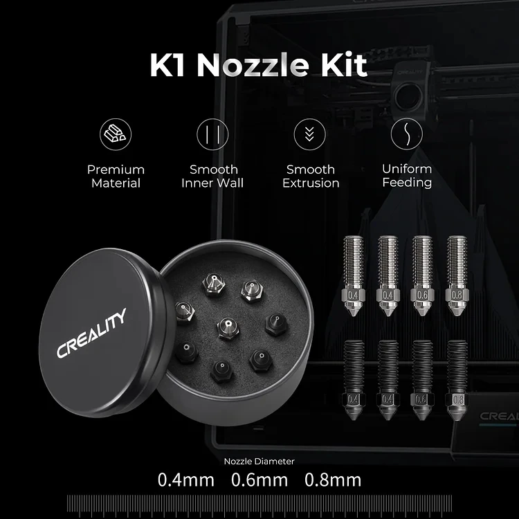 CREALITY K1 Max K1 Nozzle Kit Harden Steel and Nickel Plating Copper Alloy Nozzle Kit for K1 K1 Max CR-M4 3D Printer