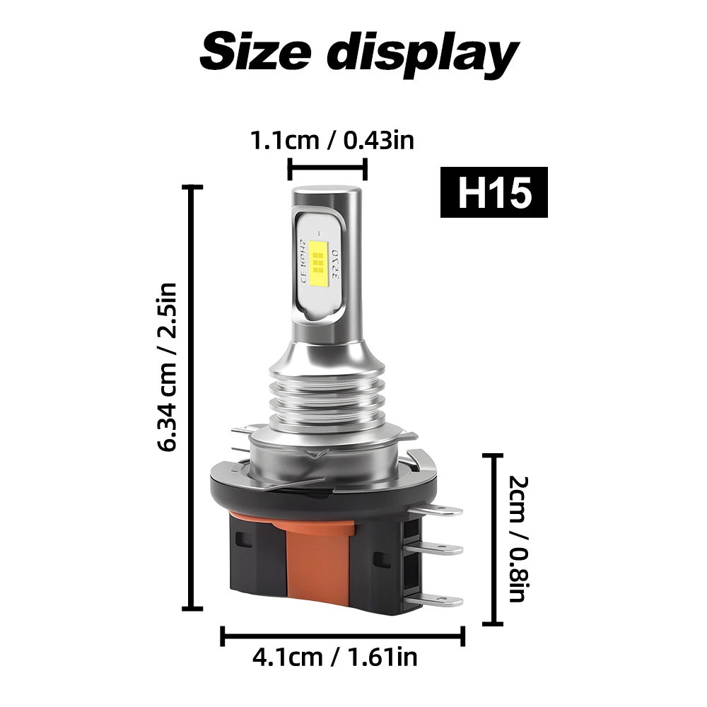 2개 흰색 80W H15 LED 전구 자동차 조명 램프 헤드라이트