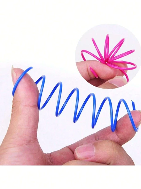 4/48Pcs Cat Spring Toy Cat Spiral Toys Interactive for Indoor Colorful Cats Plastic Springs Coil Pets Relieve Boredom Toys 2