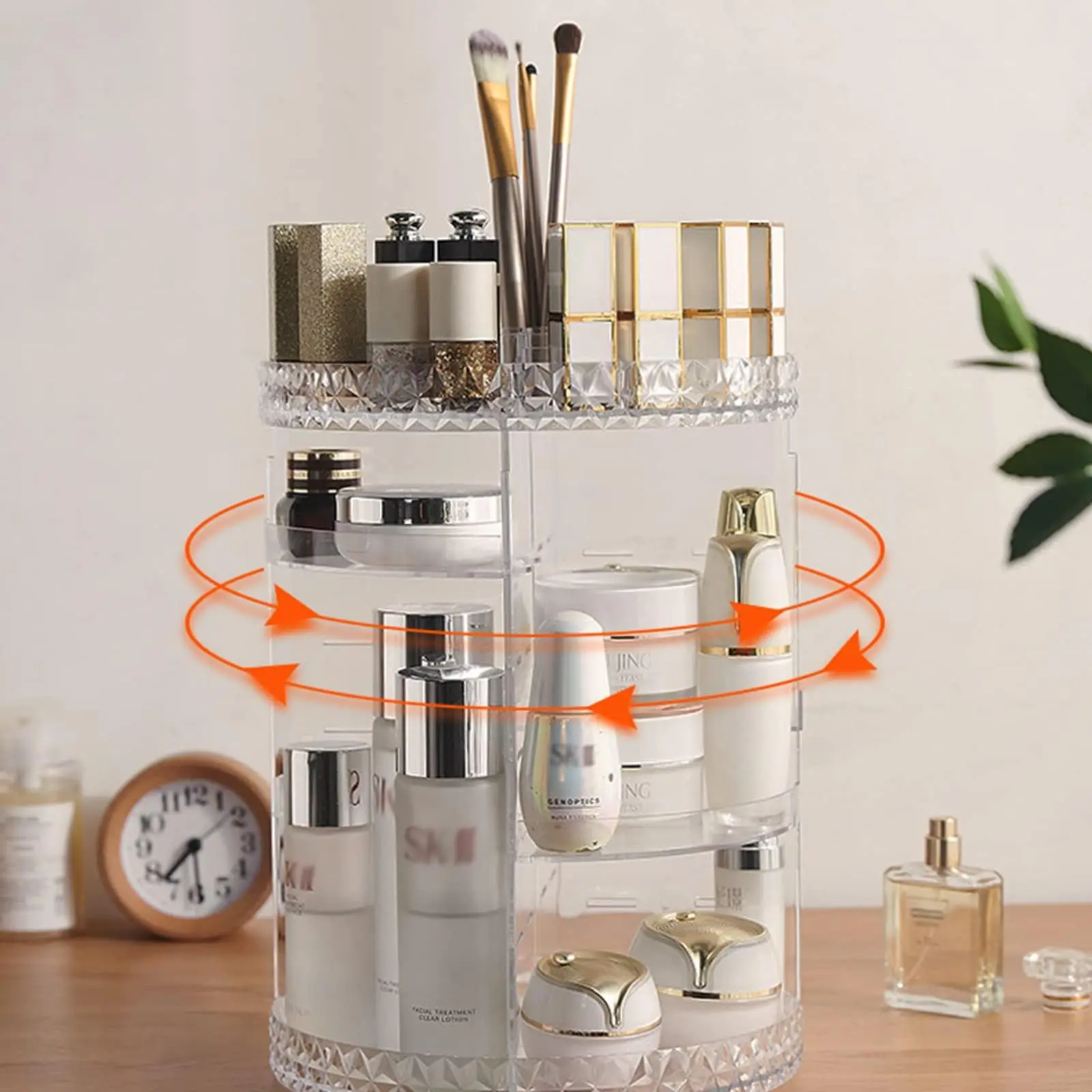 1PCS 360 Makeup Organizer, Adjustable Acrylic Organizers and Storage with 8 Layers, Large Capacity Make Up Storage Organizer