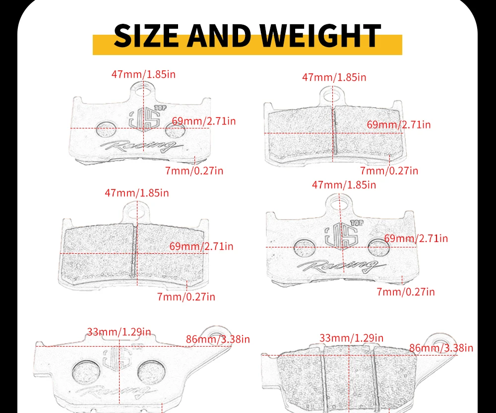 JSRAOIMG Sintermetall-Bremsbeläge (vorne & hinten) für Kawasaki Z800 (2013–2016), Z900/ZR900 (2017–2020) sowie Triumph Daytona 650 (2006–2008) und Street Triple 675R (2009–2012) – Detail 20