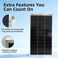 Panneau solaire bifacial de 120 watts, module solaire en verre trempé à haute efficacité avec cadre en aluminium, étanche et résistant aux intempéries pour système d'alimentation extérieur de maison, camping-car, bateau. 2