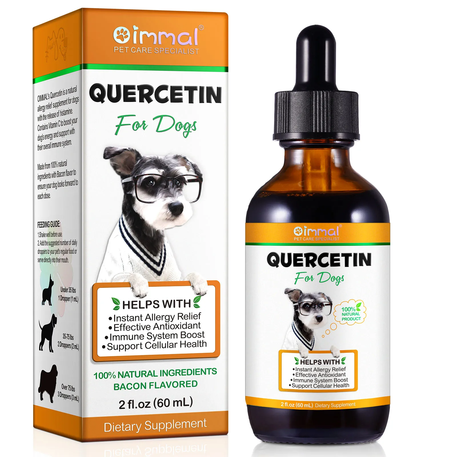 Pet Nutrition Supplement Quercetin For Dogs Allergy Relief Antioxidant Immune System Boost Bacon Flavor