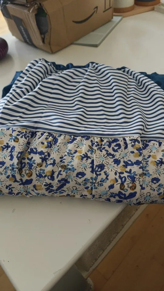 Plus Size Floral Stripe Vest Dress with Ruffle Hem Elegance photo review