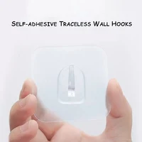5-50PCS Wall Hooks Transparent Strong Self Adhesive Key Towel Door Wall Hanger Hanging Kitchen Bathroom Accessories Hooks 5