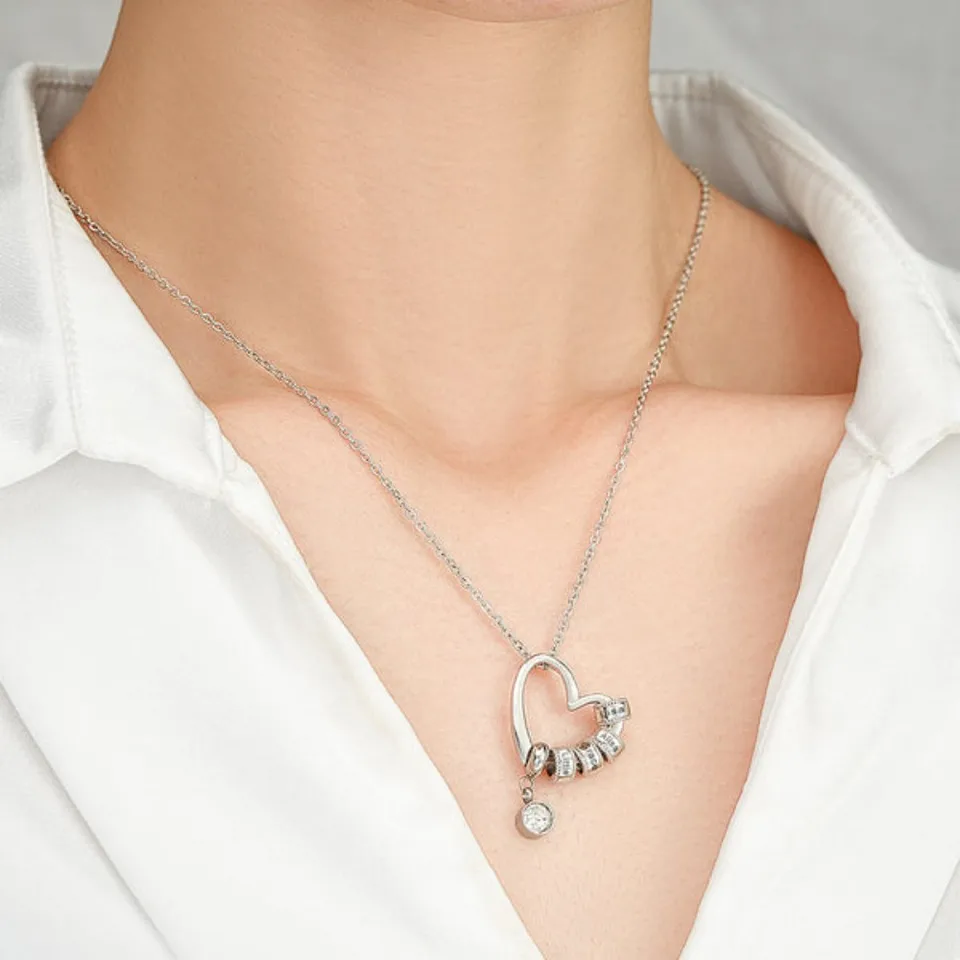 Personalized Heart Necklace with Custom Birthstone Pendant