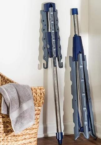 Tripod Clothes Drying Rack, blue, foldable design, ideal for air drying or storage. 6