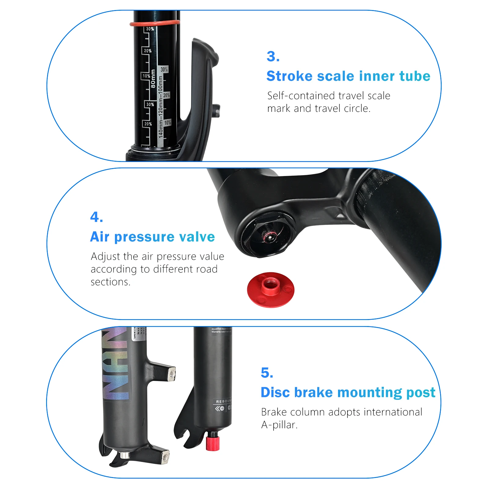 Nanlio X7 PRO Black 140mm Suspension Forks Aluminum Alloy Rebound