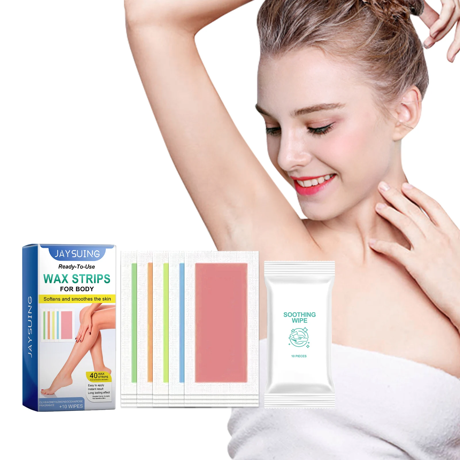 Jaysuing Summer Skin Moisturizing Professional Quick Hair Removal Clean Softens and Smooth Skin Wax Strips for Leg Body Face