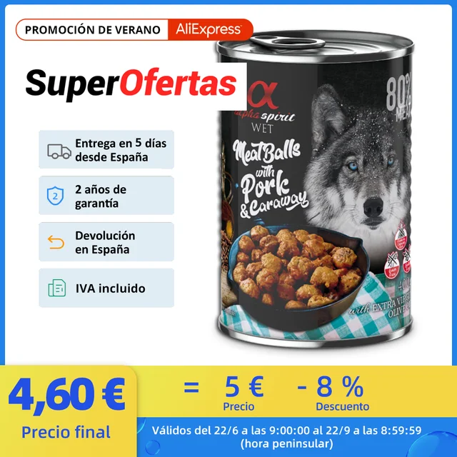 Alpha Spirit Lata de Albóndigas con Cerdo y Alcaravea 400 g - Pet Shopping