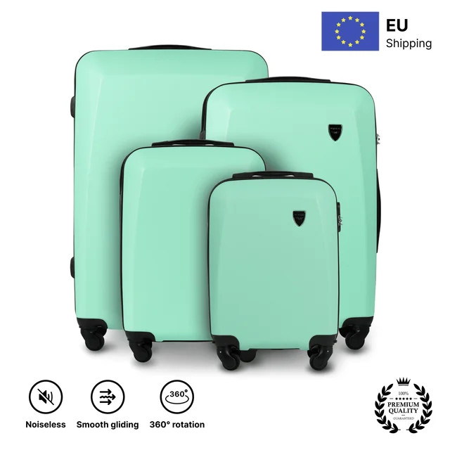 Ensemble de 4 valises rigides en ABS + PLOVER (28 "/24"/20 "/18") – Bagages de voyage durables |   Roues 360° |   Verrouillage cryptographique |   Cabine, grande et moyenne, diverses couleurs 1