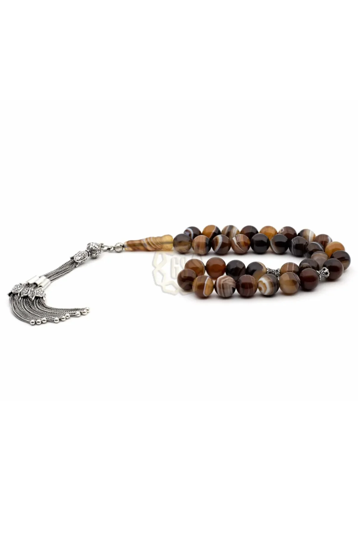 

Special Agate Stone Original Silver Tasseled Rosary