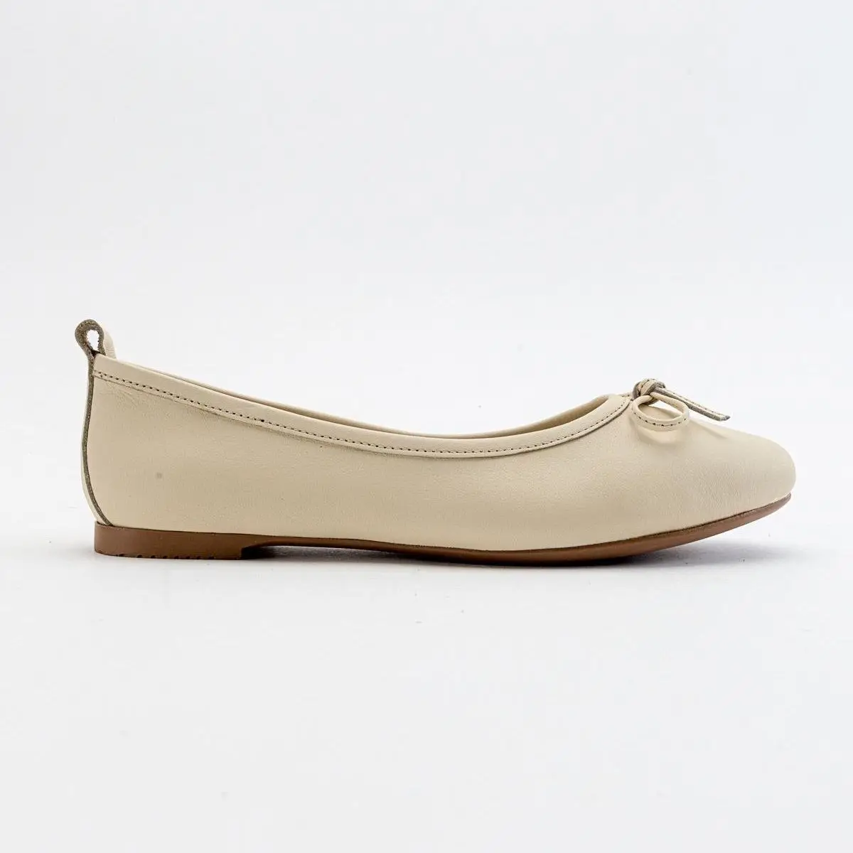 

Poshnmore01 Genuine Leather Flat Sole Bow Round Toe Women's Flats Black Navy White Beige Blue Taba Nude Casual Shoes
