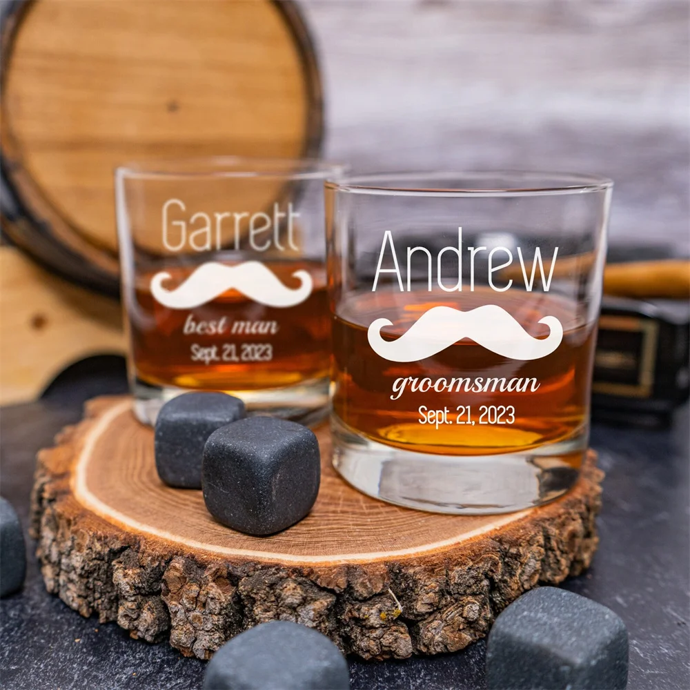 

Personalized Whiskey Glass, Engraved Wedding Glasses, Best Man Gift, Wedding Party Favors, Bourbon Glasses, Etched Scotch Glass,