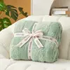50x60 Inch Faux Fur Throw Blanket - Solid Sage Green Checkered Design, Microfiber Yarn, Cozy and Warm, Perfect for Couch, Sofa, 3