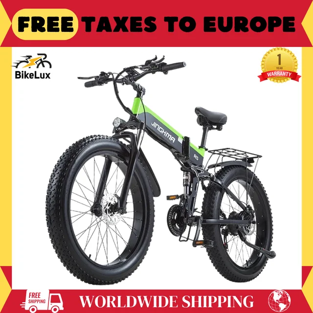 JINGHMA 성인용 접이식 산악 전기 자전거, Fatbike 48V 14AH 리튬 배터리 전기 자전거, R5 1000W45 km/h, 26 인치