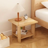 Simple Bedside Table Wooden Double Layers Solid Wood Nightstands Night Table For Table Sofa Side Table Home Furniture 2