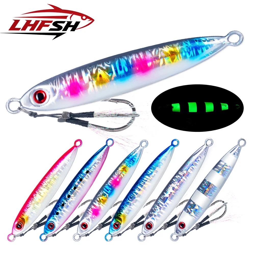 LHFSH Rattle Metal Jig Fishing Lure 10g 20g40g 60g 80g 100g Jigging Shore Casting Swimbait New Sea Saltwater Bass Fishing Tackle