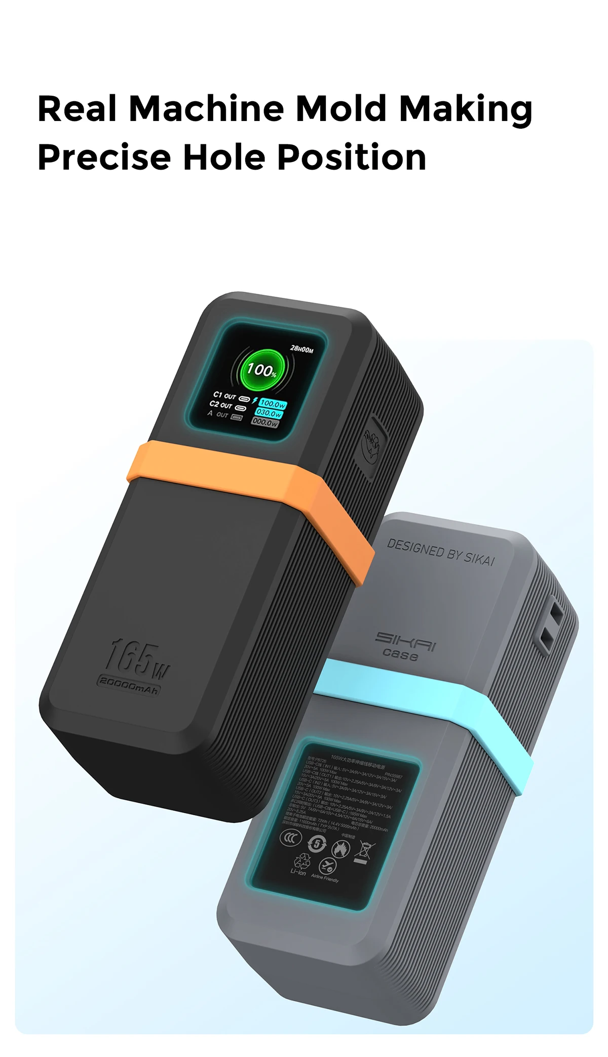 SIKAI Silikonhülle für UGREEN Nexode165W 20000mAh Powerbank PD3.0 Sicherer Halt Staubdicht Kratzfeste Abdeckung – Detail 9