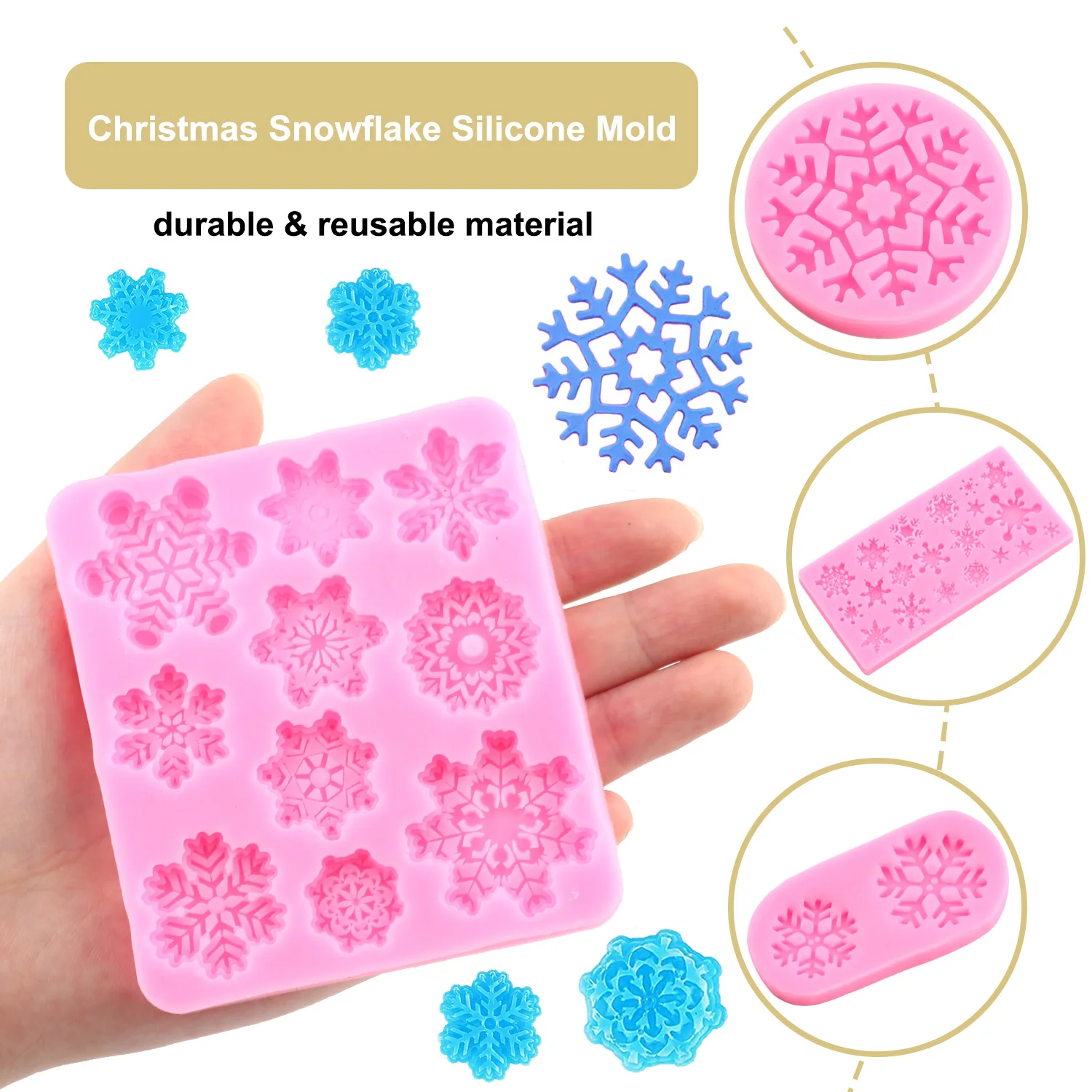 Christmas Cake Molds Recyclable Silicone Snowflake Chocolate Clay Fudge  Molds